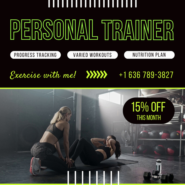 Designvorlage Awesome Personal Coach Workouts Offer With Discount für Animated Post