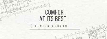 Design Bureau ad on blueprint Facebook cover Design Template
