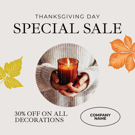 Platilla de diseño Thanksgiving Day Special Sale Announcement Instagram