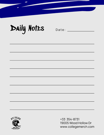 Minimalist Planner with Blue Lines Notepad 107x139mm Design Template