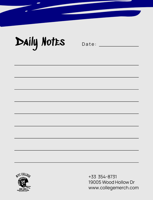 Minimalist Planner with Blue Lines Notepad 107x139mm Design Template