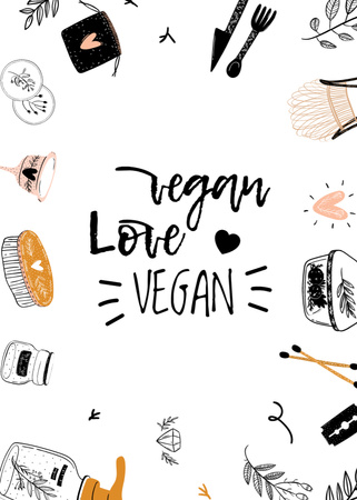Vegan Lifestyle Concept With Illustration Postcard 5x7in Vertical Design Template