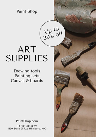Professional Art Supplies And Necessities Sale Offer Poster A3 Design Template