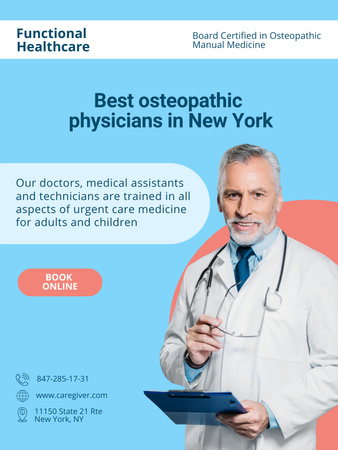 Plantilla de diseño de Osteopathic Physician Services Offer Poster US 