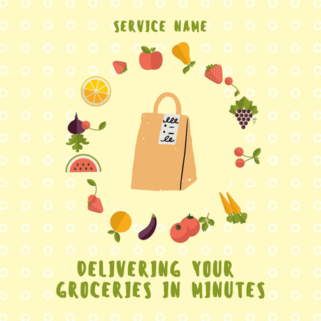 Plantilla de diseño de Anuncio de servicio de entrega de comestibles Animated Post 