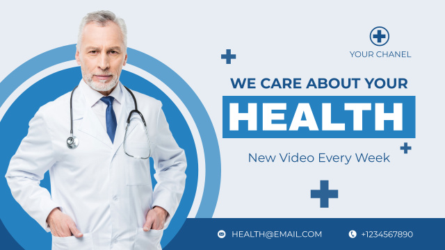 Healthcare Clinic Ad with Mature Doctor Youtube Πρότυπο σχεδίασης
