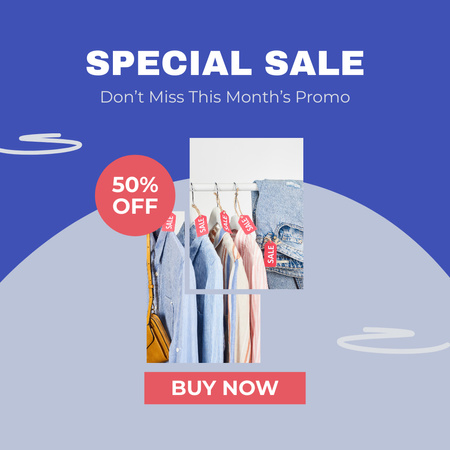 Fashion Sale Announcement with Clothes on Hangers Instagram Design Template