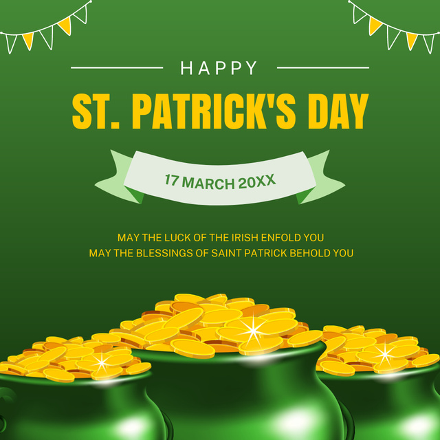 Platilla de diseño Happy St. Patrick's Day with Pot of Gold Instagram