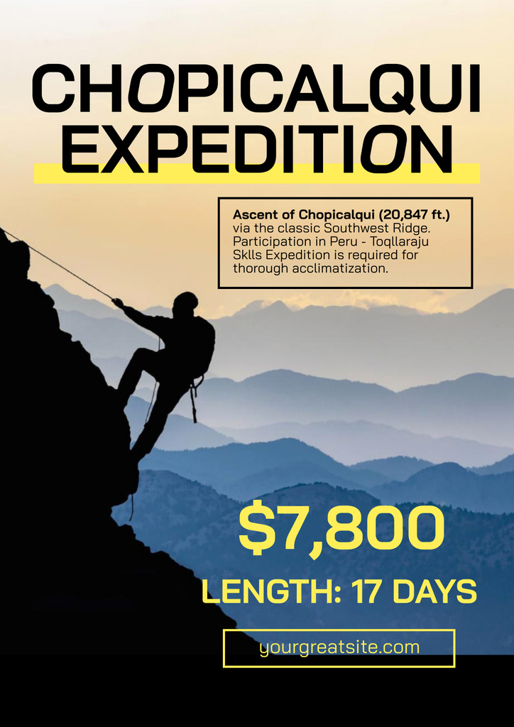 Offer of Expedition Services to Mountains Poster Šablona návrhu