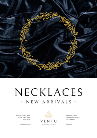Jewelry Collection Ad with Elegant Necklace Poster Design Template