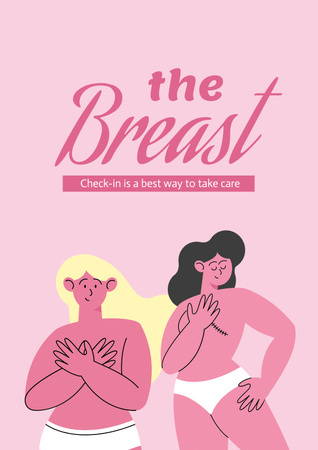 Template di design annuncio del mese di consapevolezza del cancro al seno Poster