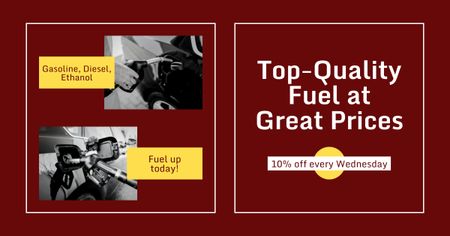 Ontwerpsjabloon van Facebook AD van Aanbod van kwaliteitsbrandstof bij benzinestations