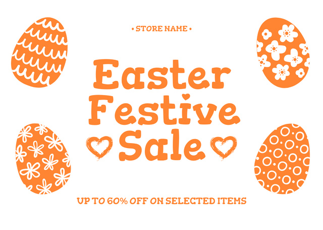 Traditional Dyed Easter Eggs for Easter Sale Card Design Template