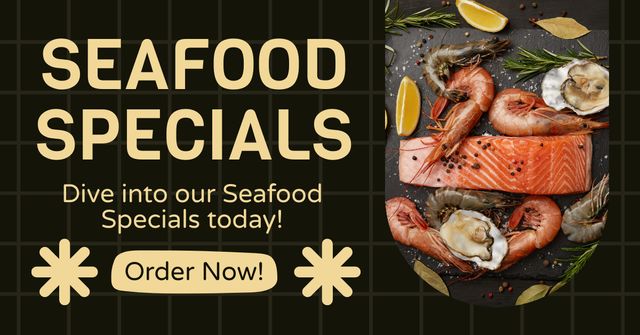 Offer of Seafood Specials Facebook AD Modelo de Design