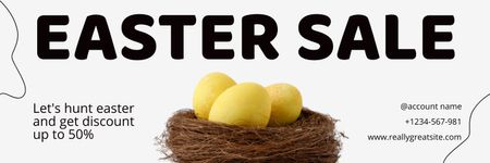 Easter Eggs in Bird's Nest Twitter tervezősablon
