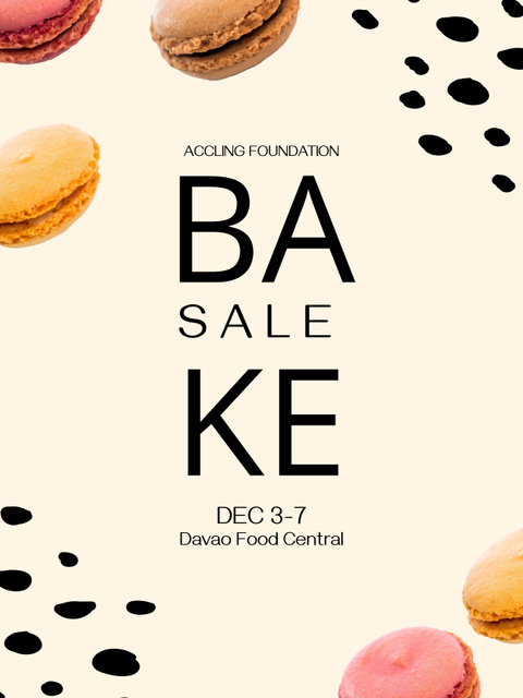 Bakery Sale Announcement with Macarons Poster US Design Template