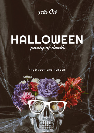 Halloween Party Announcement with Funny Character Poster Modelo de Design