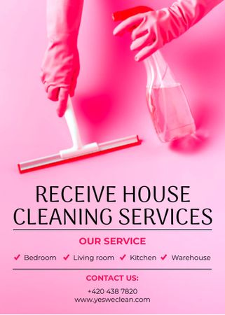 Template di design Cleaning Services with Pink Detergent Flayer