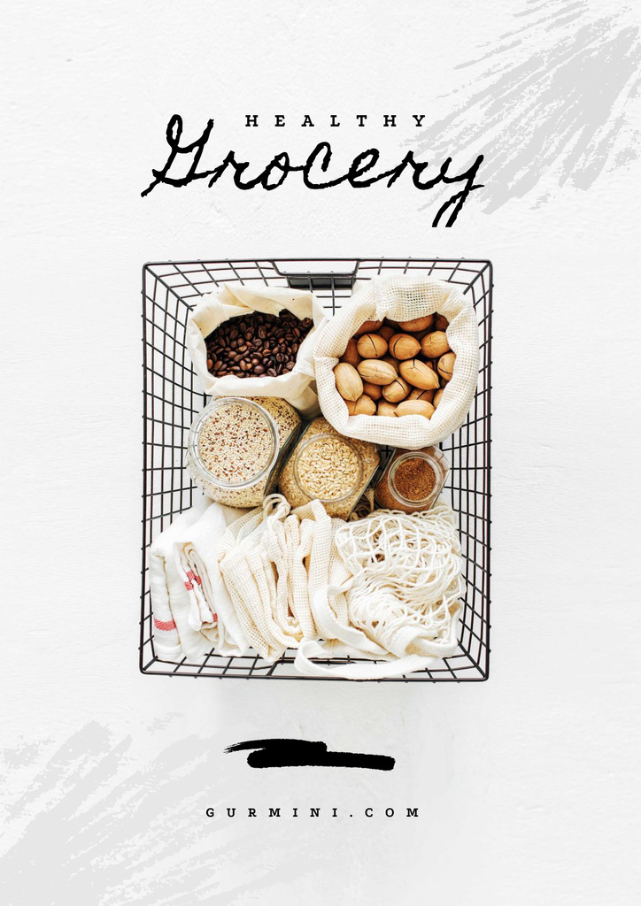 Healthy Grocery in Shopping Basket Poster Modelo de Design