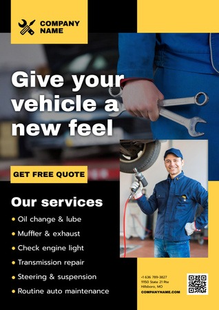 Repair Services for Vehicle Poster Design Template