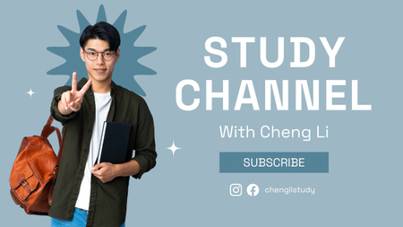 Educational Channel Announcement with Student Youtube Thumbnail Design Template