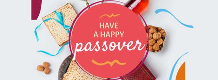Passover Greeting with Traditional Food Facebook cover Design Template