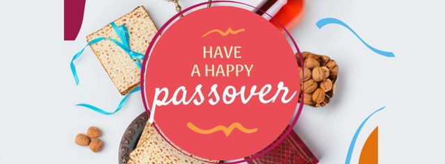 Designvorlage Passover Greeting with Traditional Food für Facebook cover