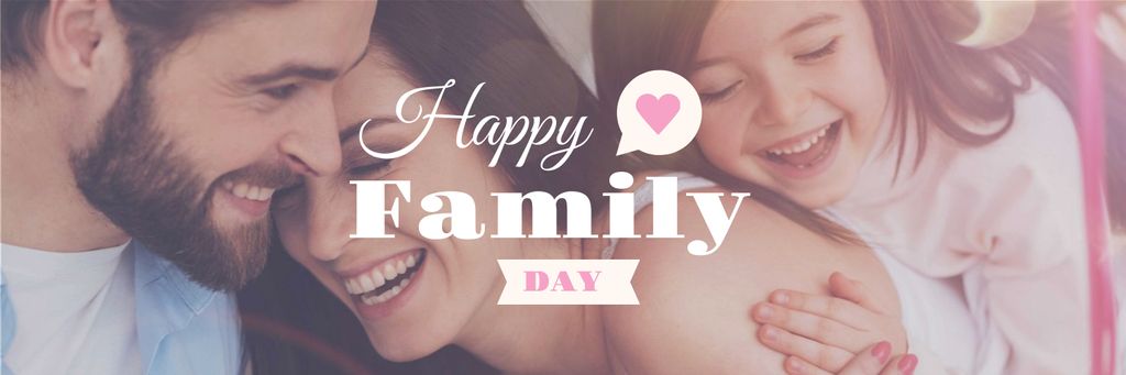Happy Family Day Parents and Daughter Laughing Twitter Design Template