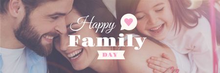 Happy Family Day Parents and Daughter Laughing Twitter Design Template