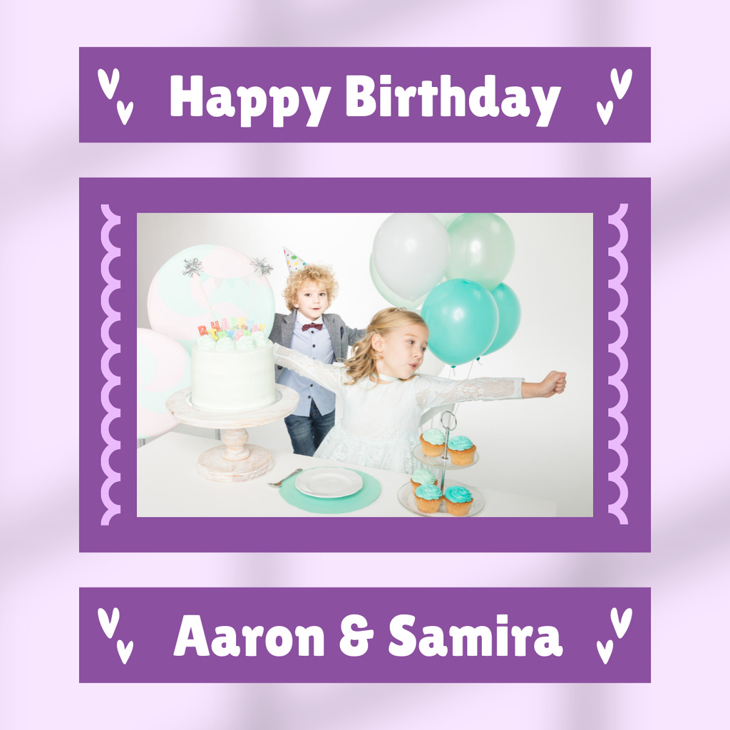 Plantilla de diseño de Birthday Greeting to Little Twins LinkedIn post 