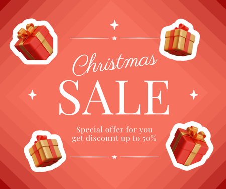 Designvorlage Bright Christmas discount with special presents für Facebook