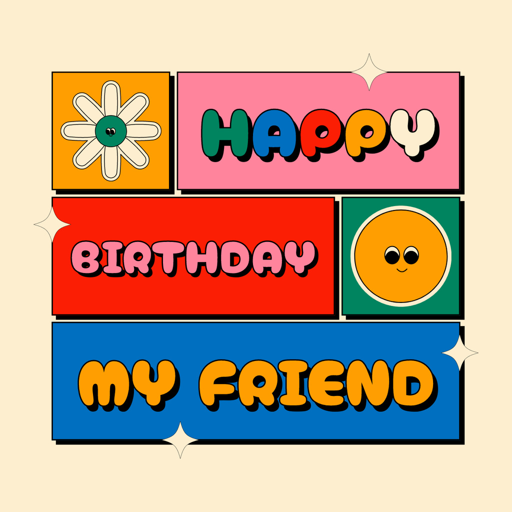 Modèle de visuel Bright Childish Birthday Greeting - LinkedIn post