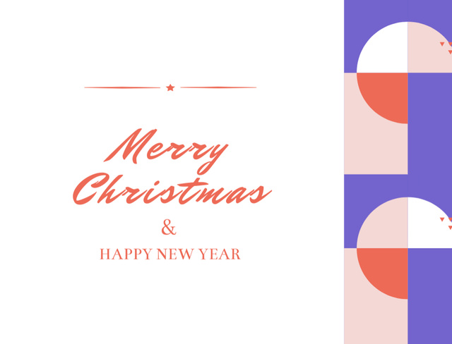 Christmas and New Year Greetings with Geometrical Pattern Postcard 4.2x5.5in Design Template