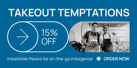 Ad of Takeout Food Temptations with Discount Twitter Design Template