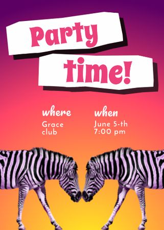 Platilla de diseño Party Announcement with Funny Zebras Invitation