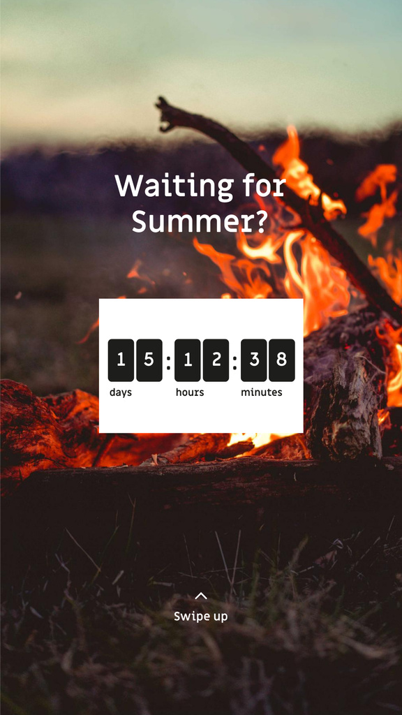 Designvorlage Countdown to Summer on burning Fire für Instagram Story
