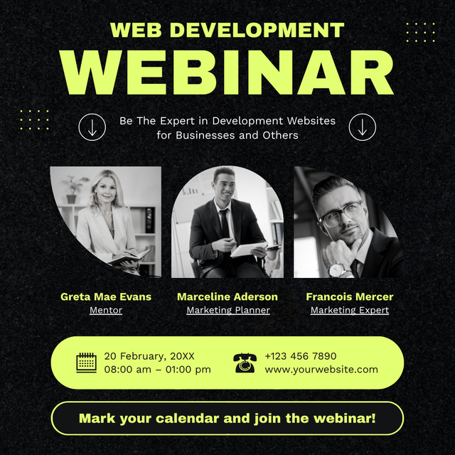 Designvorlage Web Development Webinar with a Few Experts für LinkedIn post
