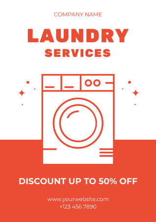 Offer of Laundry Services with Washing Machine Poster Design Template