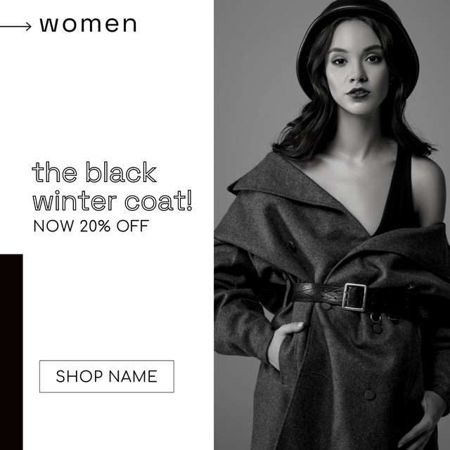 Women's Winter Coats for Sale Instagram Modelo de Design