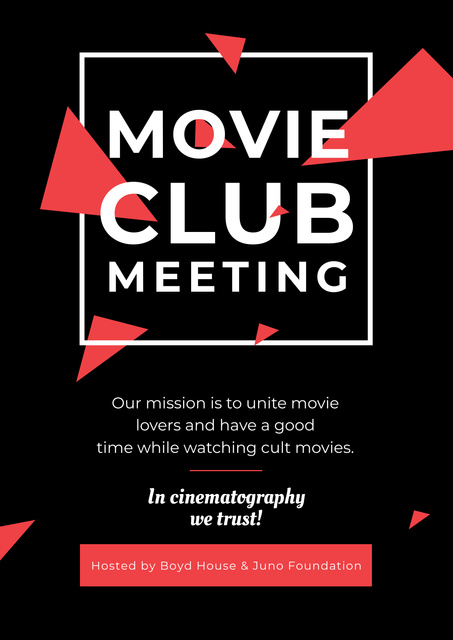 Movie club meeting Invitation Poster Πρότυπο σχεδίασης