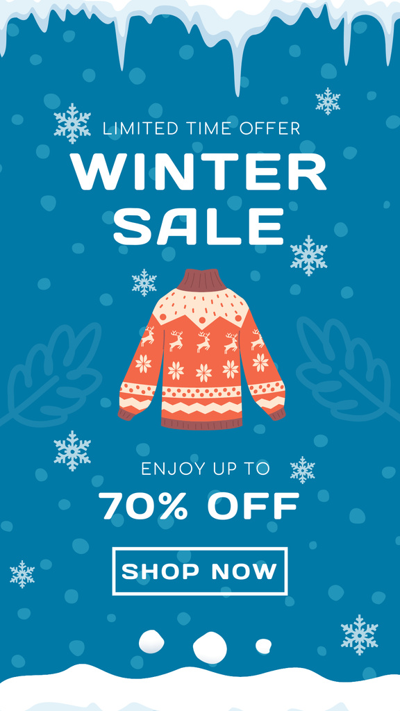Limited Time Winter Sale Announcement Instagram Story Πρότυπο σχεδίασης