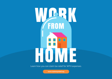 Quarantine concept with Woman working from Home Poster A2 Horizontal Design Template