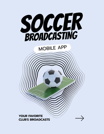 Soccer Broadcasting in Mobile App Flyer 8.5x11in Design Template