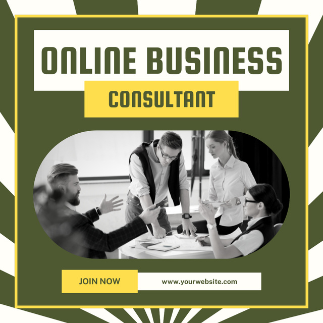 Online Business Consulting Services with People in Office LinkedIn post Šablona návrhu
