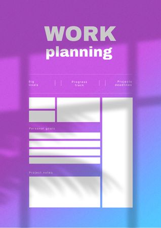 Work Task Planner with Window Shadow on Purple Schedule Planner Design Template