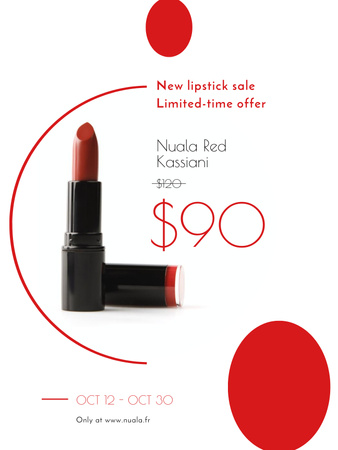 Cosmetics Sale with Red Lipstick Poster US Šablona návrhu