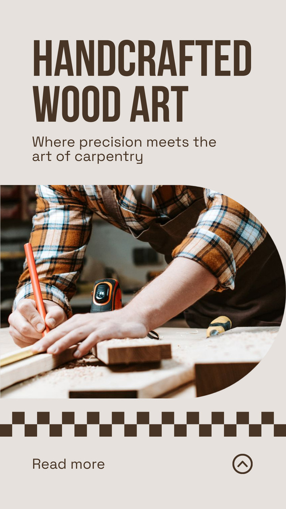 Handcrafted Woodwork Service Offer Instagram Story Modelo de Design