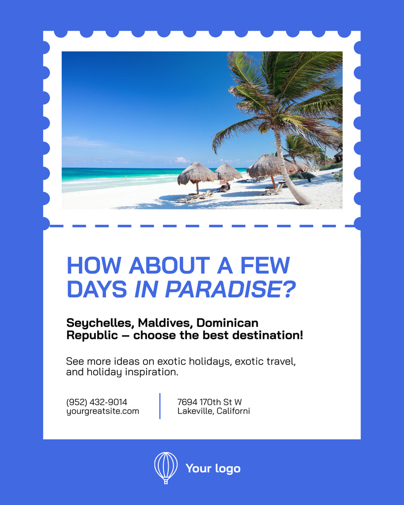 Lovely Oceanside Vacations And Tours Offer Poster 16x20inデザインテンプレート