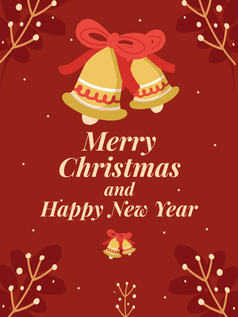 Christmas and New Year Greetings Red Poster US Design Template