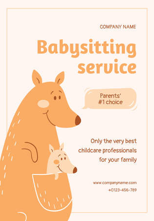 Babysitting Services Ad with Kangaroos Poster 28x40in Modelo de Design